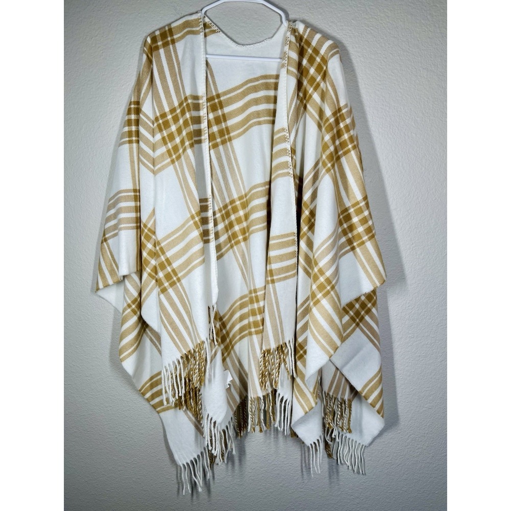 Marc And Graham Poncho Plaid Wool stripe one size lagenlook warm